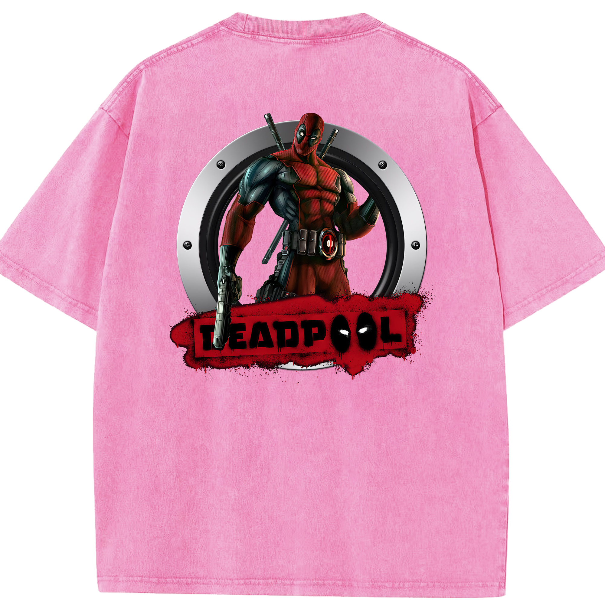（画像用） Deadpool デッドプール 綿100% ヴィンテージ風 半袖Tシャツ（背面プリント）